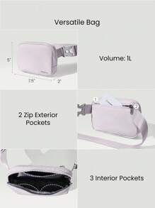 GLOWMODE 1L Zipper Everywhere Belt Bag Water Repellent Waist Crossbody Bags With Adjustable Strap