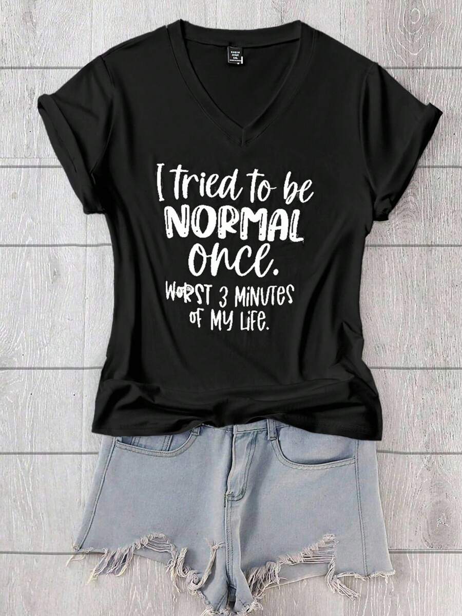 Calvaya Áo thun tay ngắn in khẩu hiệu tối giản thường ngày cỡ lớn cho nữ - màu đen - Xem 1