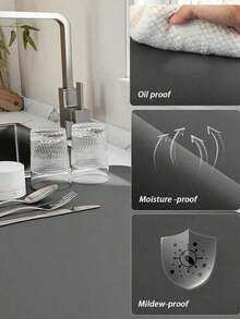 SHEIN Dish Drying Mat For Kitchen Counter, Heat Resistant Drainer Mats With Non-Slip Rubber Backed, Hide Stain Kitchen Super Absorbent Draining Mat, Easy To Clean Dish Rack Pad, Dark Grey - Dark Grey - View 5