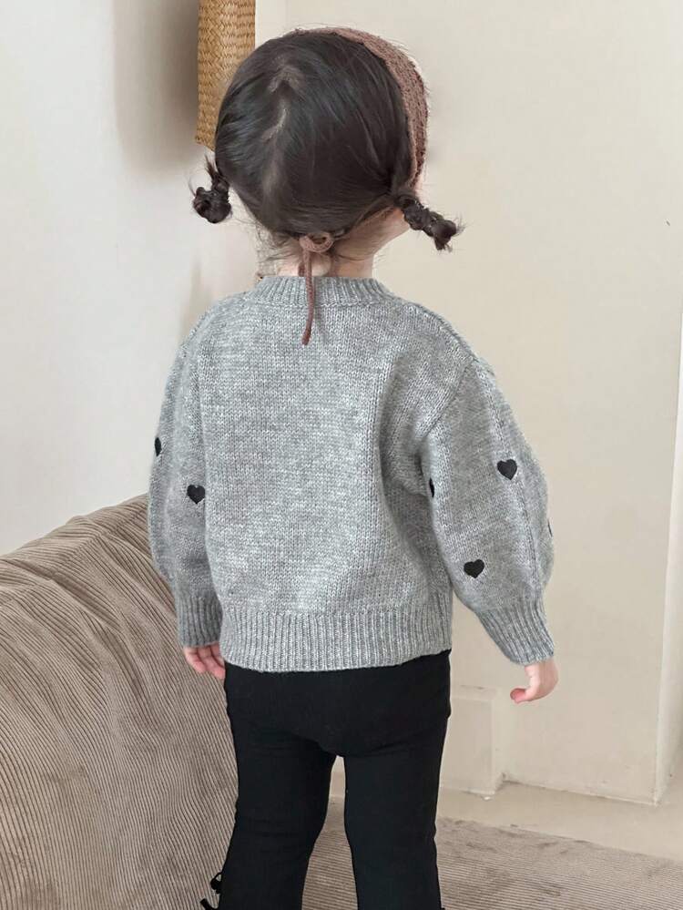 Baby Girls' Round Neck Contrast Heart Knitted Sweater Fall,Winter Toddler Girls Clothes