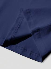 Manfinity LEGND 男士标语印花圆领休闲宽松宽肩上衣 - 藏蓝色 - 查看 6