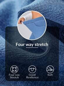 Flexra Plus Size Women Bowknot Elastic Fitted Pants - Medium Wash - View 9