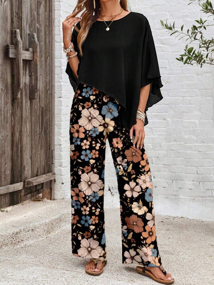 2pcs/Set Women Summer Floral Pattern Outfit, Suitable For Warm Season Suitable For Going Out