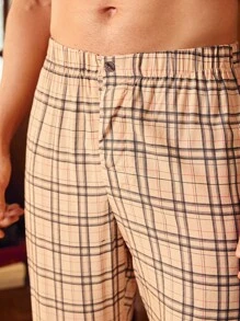 EverLounge Men's Plaid Straight-Leg Pants For Loungewear - Khaki - View 5