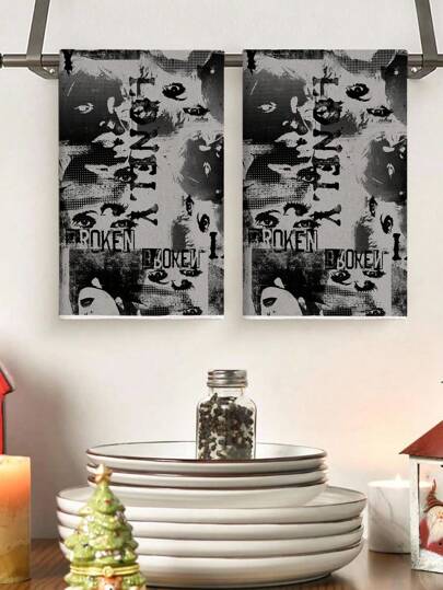 Grunge Punk 1PC Dark Celestial Print Polyester, Sun Moon Gothic Hand Towel - Quick-Dry Absorbent Kitchen & Altar Cloth, Witchy Bath Decor For Halloween, Dark Academia Gifts - Occult Gothic Home Essentials