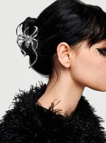 ROMWE Grunge Punk 1 件金属蜘蛛发爪街头爪夹发夹发夹发钳发夹发夹万圣节