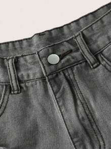 SHEIN ICON Women Simple Frayed Hem Shorts For Daily Wear - Light Grey - View 3