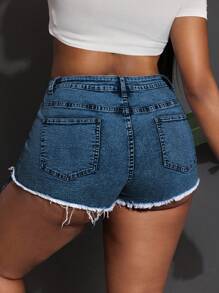 Slaydiva Plus Size Women 4th Of July Sexy Stretch Denim Super Short Shorts, Blue Women Summer Clothing Women S Clothes Woman S Summer Clothes Women S Bottoms Women Jeans Plus Size