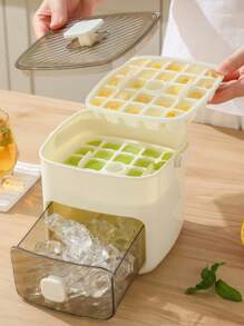 SHEIN 48格大冰桶家用多层制冰盒带抽屉式多用途制冰机手持按压式冰块模具 - 彩色 - 查看 10