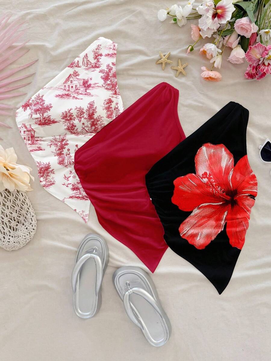 Soleia 女士休闲褶饰肩无袖上衣，适合度假 - 彩色 - 查看 1