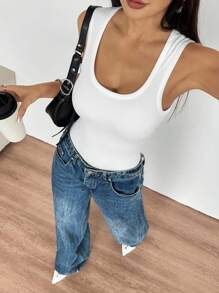 INAWLY Solva 女士U领紧身衣，休闲简约，适合外出和通勤