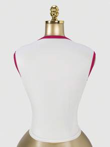 SHEIN SXY Sexy Cropped Tight Fitting Top With Number Print, Spring/Summer - White - View 2