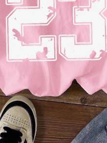 SHEIN Leap Crew 青少年女孩休闲宽松大码针织T恤，适合夏季 - 彩色 - 查看 5