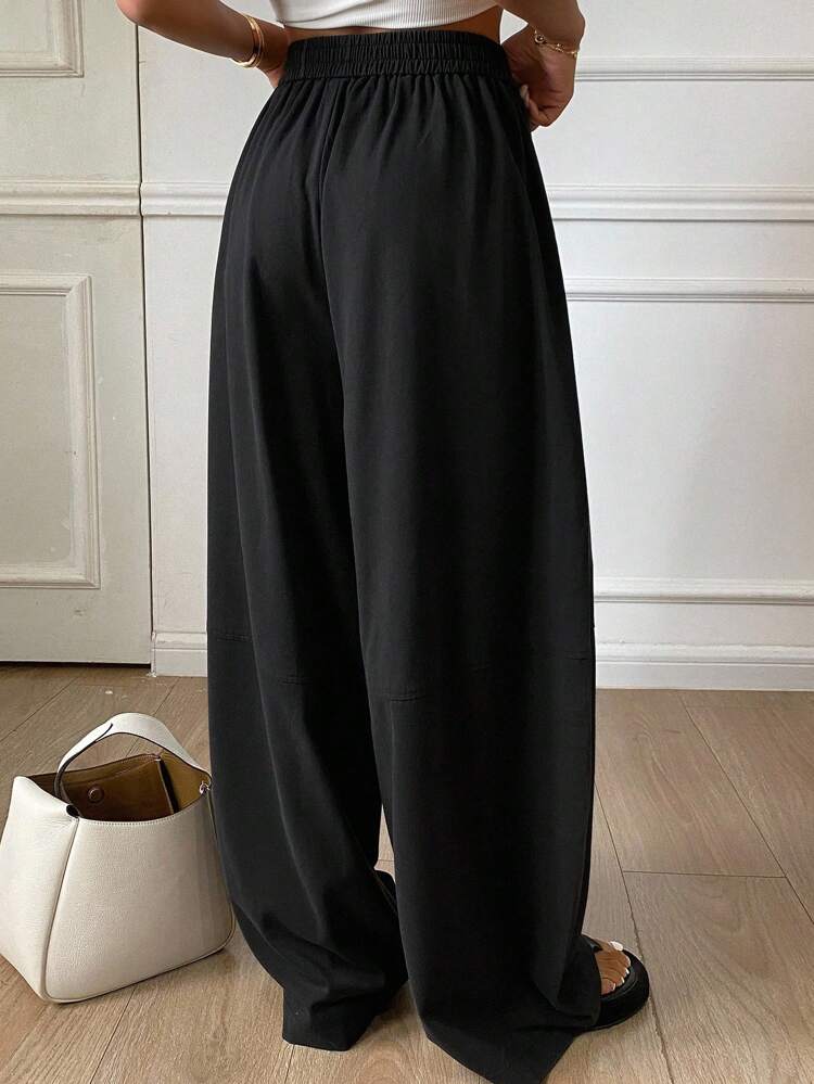 Women's Loose Solid Color Harem Pants With Elastic Waist, Casual Street Style, Autumn,Teacher Pants