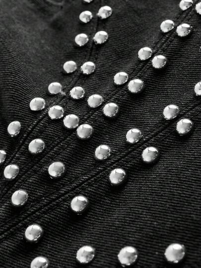 Street Life Jeans casuales anchos y sueltos con bolsillos con tachuelas para hombres