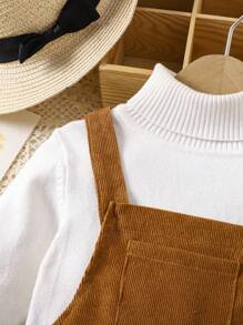 Genkimix Kids Young Girl 1pc Patched Pocket Overall Dress - Brown - View 7