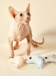 PETSIN 可爱的海豚形状毛绒猫玩具，采用超柔软材料制成，可与猫互动且充满乐趣 - 彩色 - 查看 2