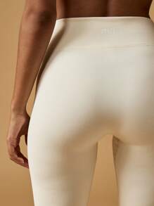 MISSGUIDED High Waisted Athletic Leggings Seamless Compression Workout Pants Running Activewear Tummy Control Yoga Pants With Crossed Waistband - Apricot - View 4