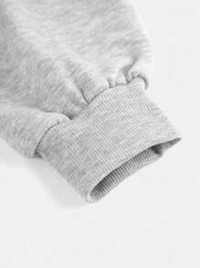 SHEIN Girlism 少女针织短款长袖运动衫，浅灰色学院风简约休闲风格圆领 - 灰色 - 查看 4