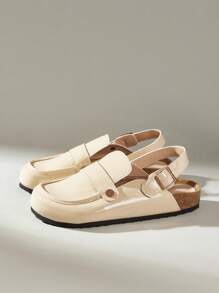 Solecia 女式春秋厚底包头一脚蹬乐福鞋 - 杏色 - 查看 2