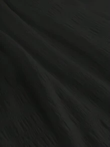 Girlism 少女纹理雪纺褶饰镂空扭纹细肩带无袖 A 字连衣裙，休闲/度假，春夏 - 黑色 - 查看 5