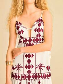 CAJUNI Vestido casual de playa con estampado tropical para mujer - Ropa bohemia para mujer / Ropa occidental para mujer / Gráfico / Mujer casual - Básico / Tops para salir de mujer / Ropa de mujer para otoño