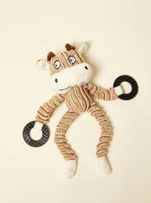 PETSIN Juguete de peluche con forma de animal para dentición con sonido de ladrido BB incorporado, juguete interactivo para morder para perros