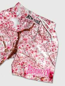 ROMWE MEN Street Life 男士夏季街头风格天使与字母印花蝙蝠短袖 T 恤和短裤套装，万圣节 - 白色 - 查看 4