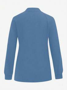 TaskEZ Solid Color Multi-Pocket Long Sleeve Scrub Jacket - Blue - View 2