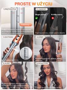 SHEGLAM HAIR It-Curl Rizador instantáneo de un solo toque Plancha rizadora automática, rizador de cabello automático, rizador de cabello automático, rizador de cabello automático de 32 mm con 3 temperaturas, calentamiento rápido y rotación de 2 vías, apagado automático, rizador giratorio antiescaldaduras y antienredos, rizador instantáneo táctil para peinarRizador de cabello automático de 32 mm con 3 temperaturas, calentamiento rápido y rotación de 2 vías, automático Varita rizadora giratoria con apagado, antiescaldaduras y antienredos, rizador instantáneo táctil para peinar el cabello Graduación Cumpleaños Regalo Día festivo Invierno Rosa Onda Constituir Fiesta Playa Viajar Cámping Escuela Campus Festivales Rosa Presente Chica Encanto Mejor Día de San Valentín Día de la Mujer Ámate a ti mismo - Enchufe EU Tipo C(220-240V) - Ver 4