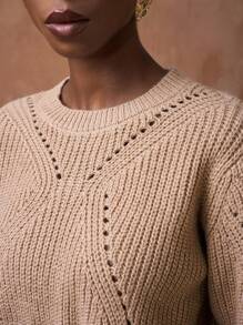 Zivah New Early Autumn, Autumn And Winter Back-To-School Season, Music Festival, Carnival, Casual Street Style, Sexy Daily Date, Popular Online Fashion, Casual Elegant Commuting, OL Style, Fake Style, Round Neck, Long Sleeve, Texture, Woolen, Crochet, Khaki Pullover, Women's Sweater Work Wear Women Back To School Winter Women Concert - Khaki - View 4