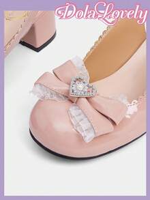 Dola Lovely Zapatos de plataforma y tacón alto con lazo y encaje, estilo Lolita, adecuados para Halloween y Navidad