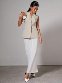 COSMINA Women's Elegant Sleeveless Waist Fitted Vest, Early Autumn,Old Money, Four Seasons, Business Casual Woman,Going Out Tops Women