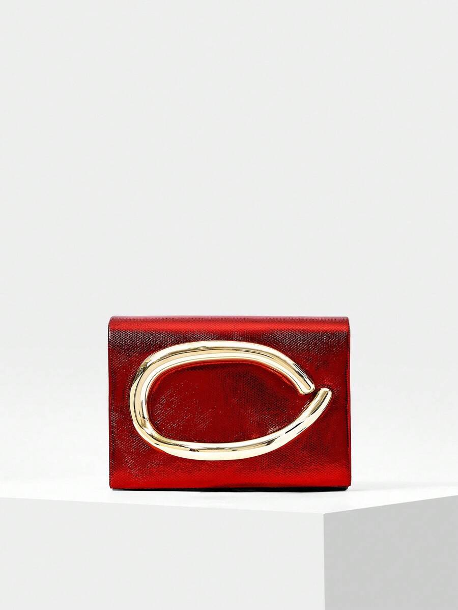 MOTF PREMIUM METALLIC DECOR PU LEATHER CLUTCH - Red - View 2