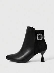 Sleekvia Bottes cheville noires de base pour femmes pour le trajet domicile-travail