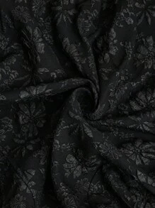 Comfylo Plus Size Front Zip Up Long Sleeve Hooded Jacquard Windbreaker Coat, Casual Daily Wear Winter Fall Autumn