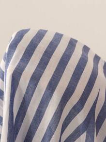 SHEIN EZwear Pantalones casuales de pierna ancha a rayas azules y blancas de talla grande