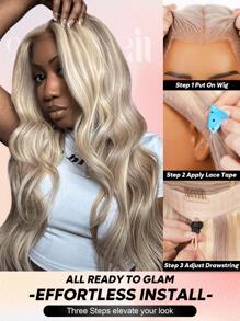 ALL READY WIG Blonde Highlights P10/613 Upgraded 13x6 Lace Front Human Hair Body Wave Pre-Cut Ear-To-Ear Lace Easy Wear Glueless 18-26 Inch Colored Human Hair Wigs Festival Ready Summer Style Halloween Costumes - S10/613 - View 5