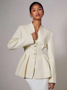 COSMINA Fall Women Clothes Women's Elegant Waist Cinching Button Thin Blazer, Autumn/Winter,Teacher Outfits For Women,Business Casual Woman