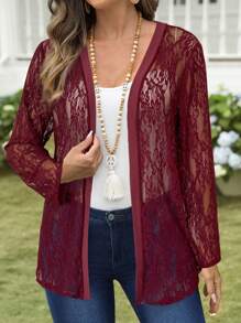 EMERY ROSE Chaqueta de protección solar de manga larga de encaje blanco de verano para otoño/invierno