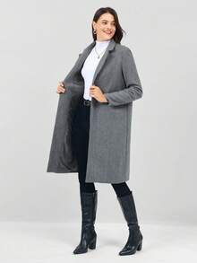 Miaspire Abrigo largo de lana gris para mujer, ropa de mujer para otoño, chaqueta de mujer, blazer de lana, ropa de abrigo para mujer, abrigo gris oscuro, ropa de oficina para mujer, ropa casual de viaje para mujer, serie gris gris - Gris - Ver 6