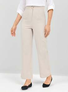 Miaspire Women's Solid Color Pants With Pockets Wide Leg Pants Baggy Pants