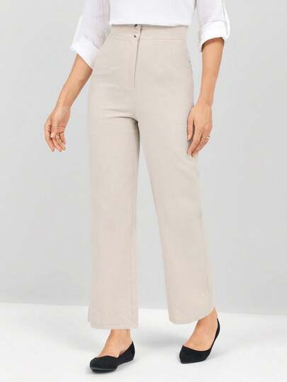 Miaspire Women's Solid Color Pants With Pockets Wide Leg Pants Baggy Pants