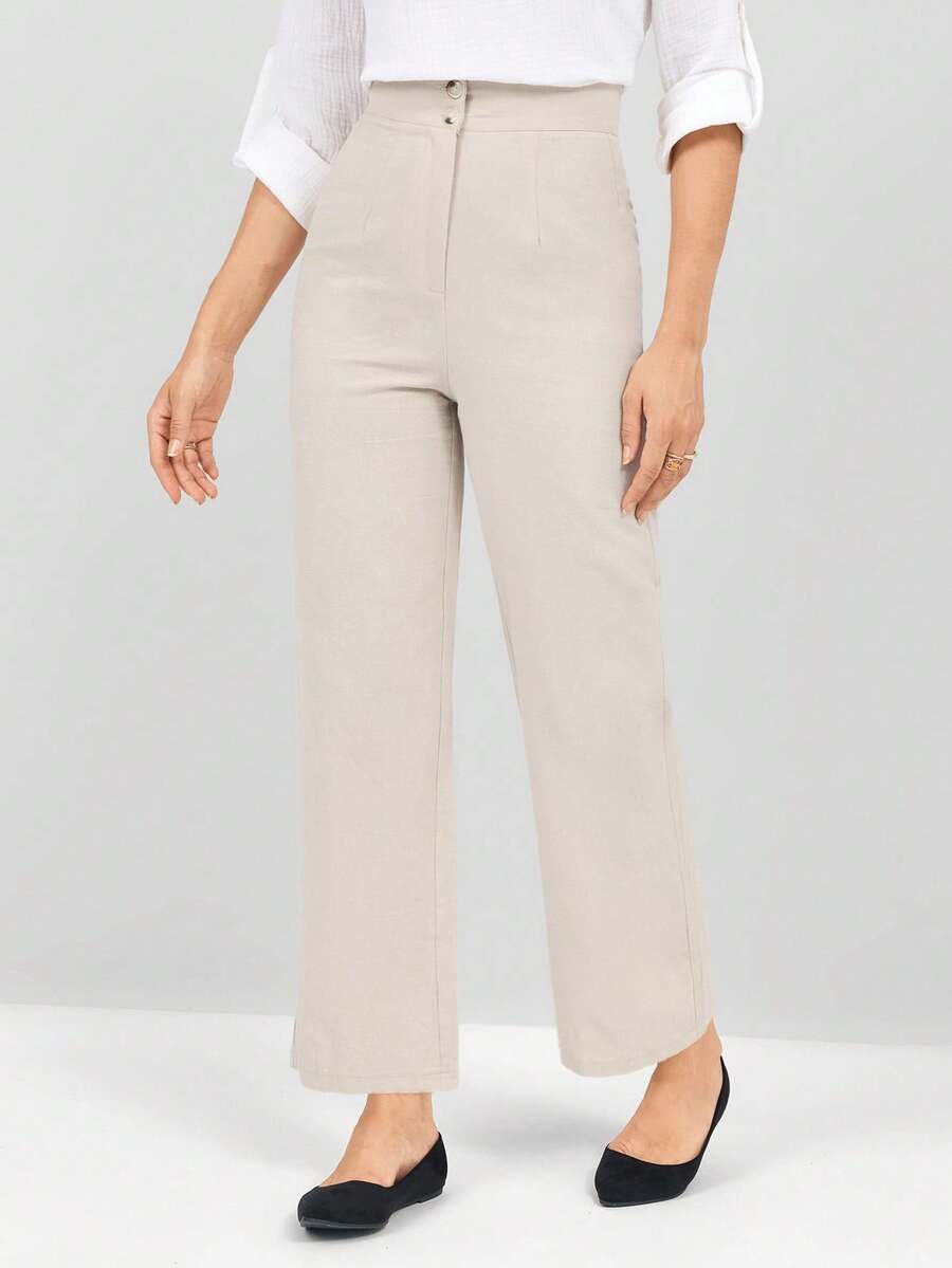 Miaspire Women's Solid Color Pants With Pockets Wide Leg Pants Baggy Pants
