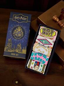 HARRY POTTER X SHEIN 5 Pairs Gift Box Packaging Soft & Breathable Moisture-Wicking Casual Women Ankle Socks WithBertie Bott's Every Flavor Beans Fashionable And Cute Pink Short Socks Reinforced Toe & Heel For Durabiliy All Season All-Match,Christmas