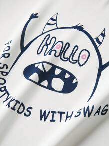 JNSQ T-shirt ample de sport décontracté pour retour à l'école, t-shirt ample de sport décontracté pour enfants avec col rond et imprimé graphique de lettre amusante à l'avant