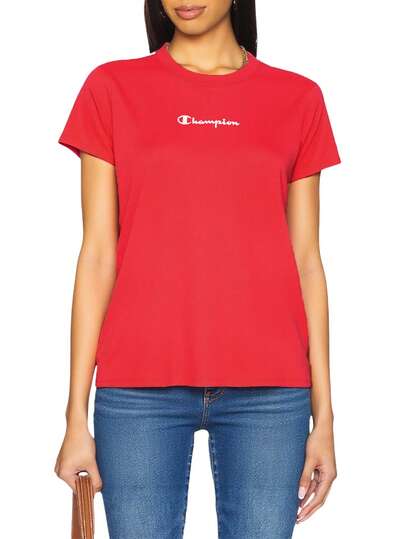 Champion Women's Crew Neck Dropped Shoulder Short Sleeve Casual Basic Letter Print T-Shirt For Summer