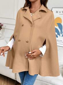 SHEIN Chaqueta regular con cuello de solapa y estilo de capa de doble botonadura de unicolor para maternidad