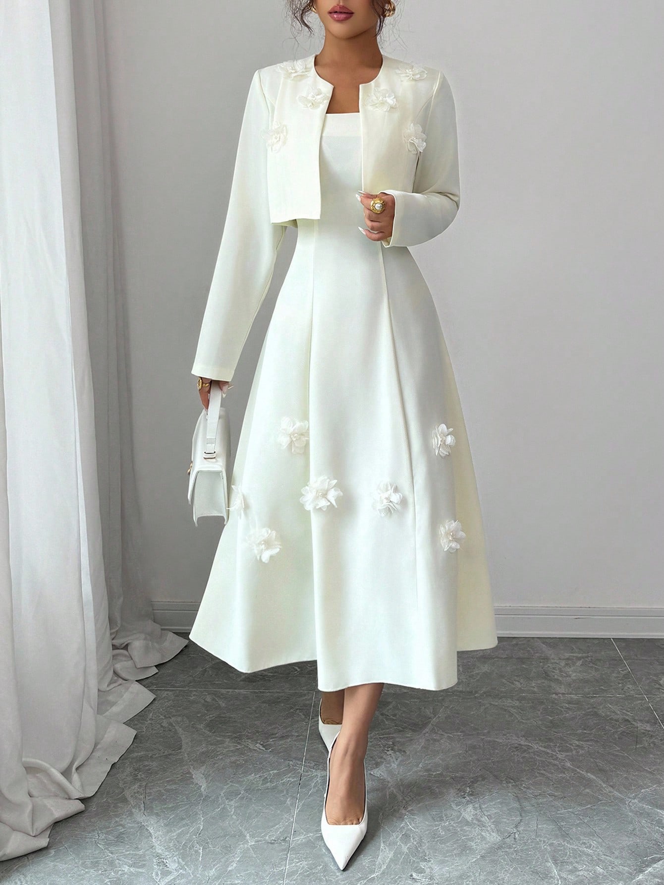 Modelyn طقم مكون من 2 قطعة جاكيت قصير للمرأة بدون...