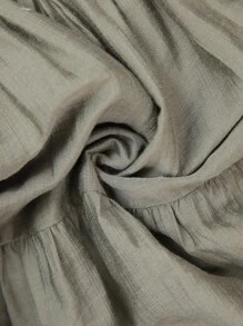 SHEIN Clasi Váy xếp tầng bằng vải viscose tre cỡ lớn cho nữ đi nghỉ ở bãi biển theo phong cách Bohemian phương Tây, có dây buộc nơ có thể điều chỉnh, mùa hè - xanh quân đội - Xem 7